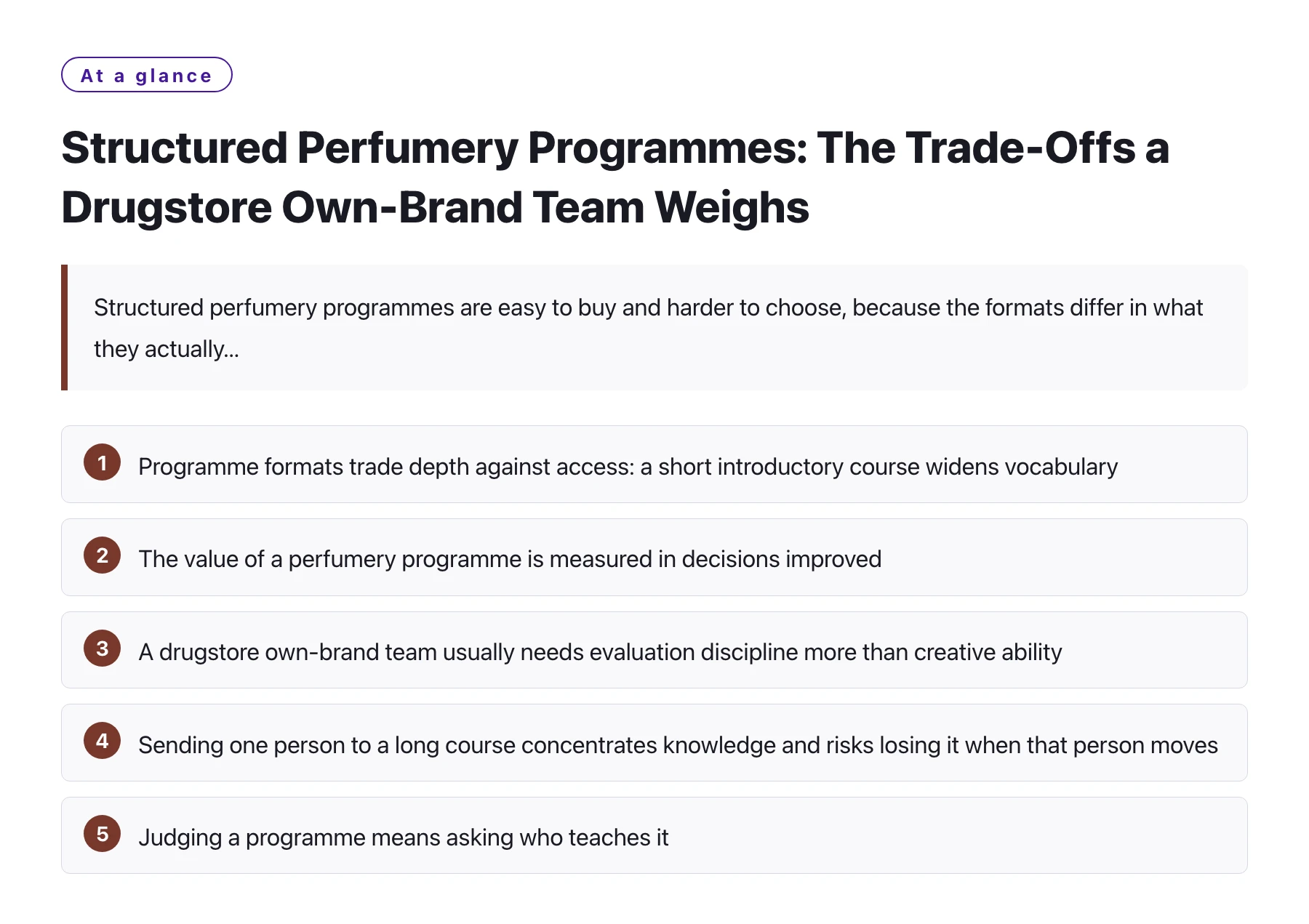 Structured Perfumery Programmes: The Trade-Offs a Drugstore Own-Brand Team Weighs——全文要点速览